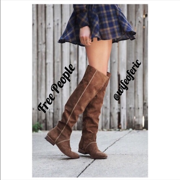 Free People Shoes - Free People Tan Suede Over The Knee Grandeur Boots